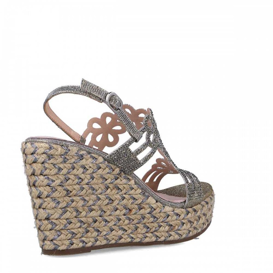 Women Calzaro Espadrilles | Jute Crib Sandal Calusco 23065 Silver