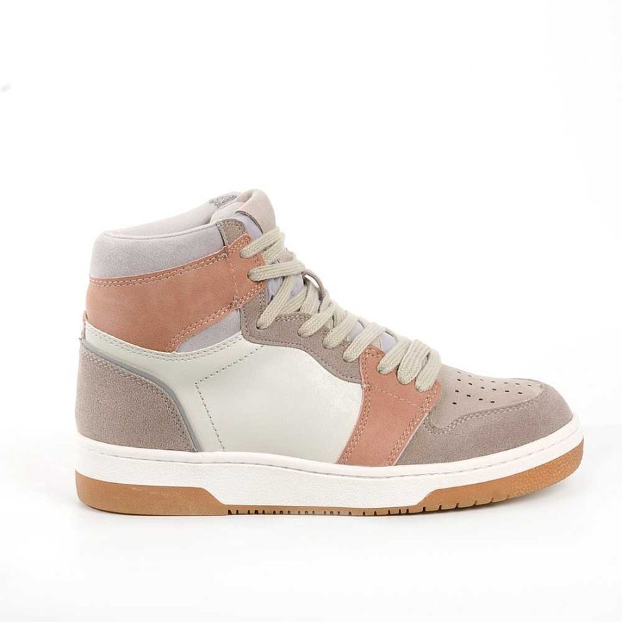 Women Calzaro Sneakers | Sneaker Boot 1521 Taupe Rosa Blanco