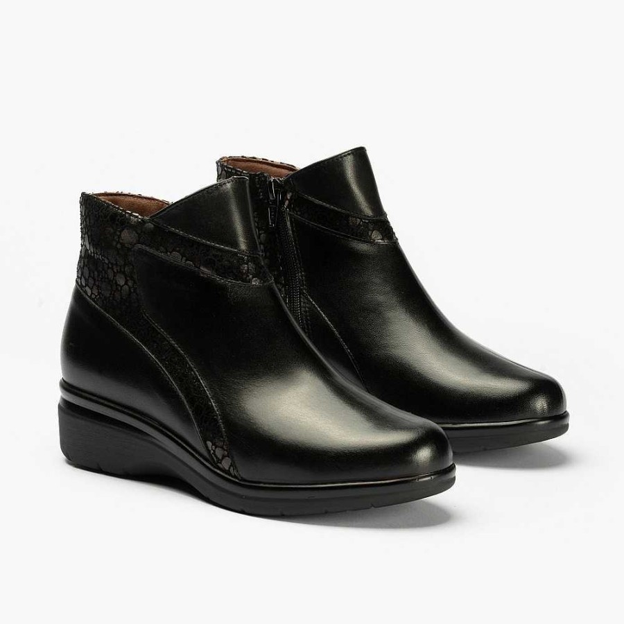 Women Calzaro Comfort|Women's Boots and Ankle Boots | Botines 1613 Classic Lucido/Metropoli Negro