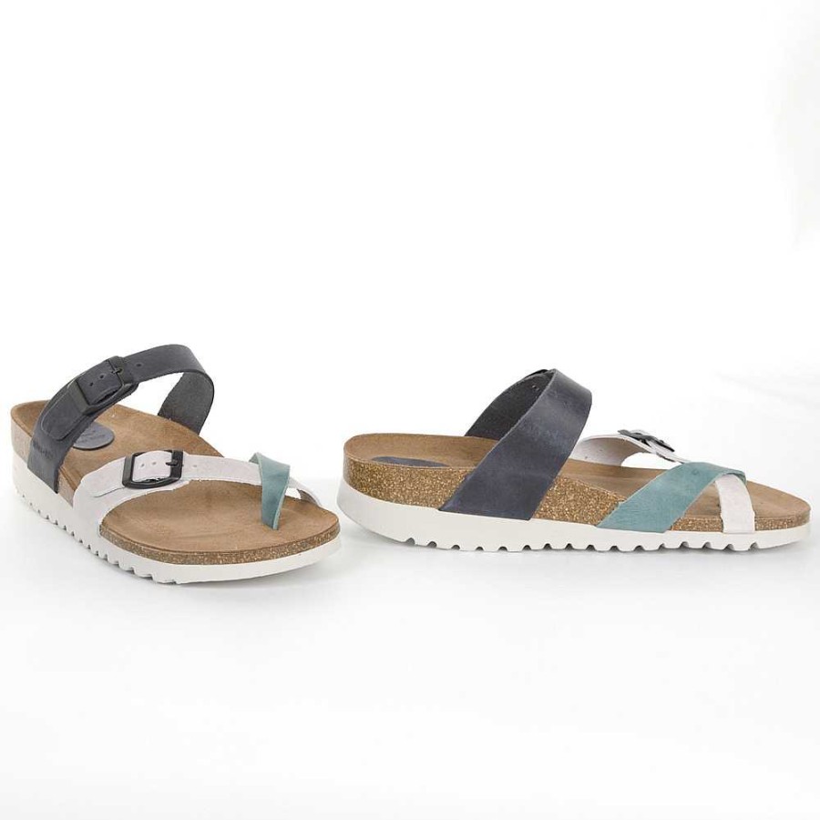 Women Calzaro Bios Sandals | Sandal 7212 Grey, Navy And Jeans