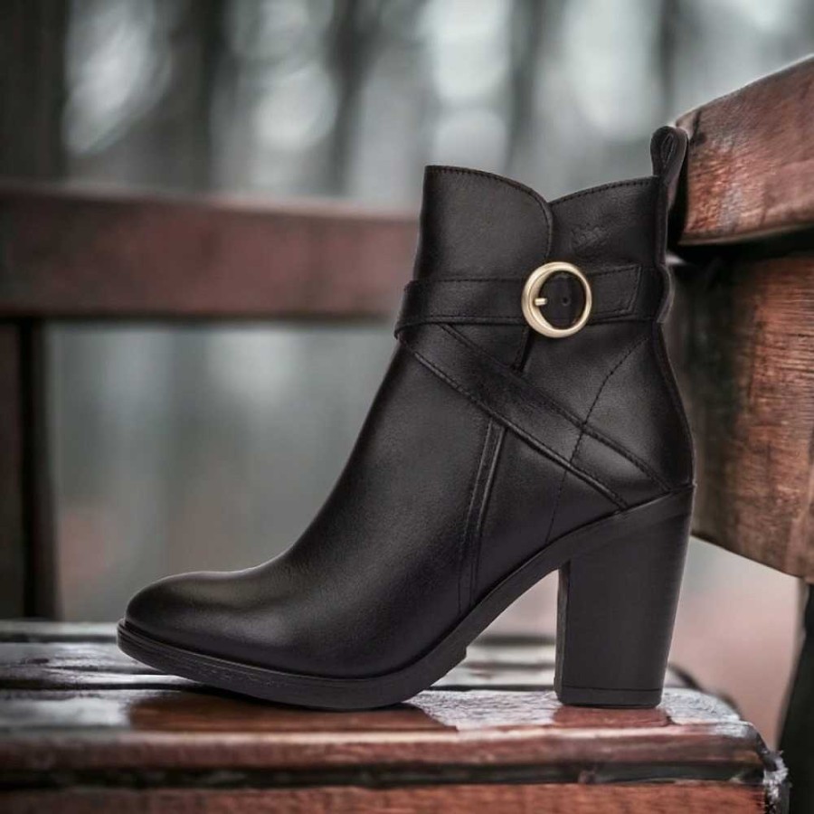 Women Calzaro Women's Boots and Ankle Boots|Low Boots and Ankle Boots | Tours 006 Black Heel Ankle Boot