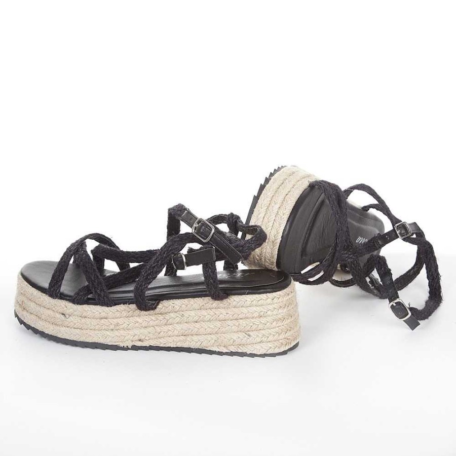 Women Calzaro Sandals|Espadrilles | Jute Buckles Sandal 22037 Black