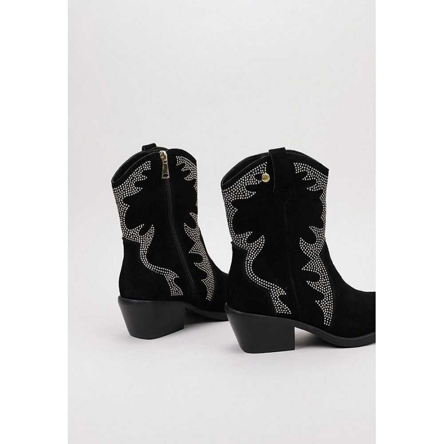 Women Calzaro Casual|Cowboy Boots|Low Boots and Ankle Boots | Ankle Boot 23873 Serraje Black Strass