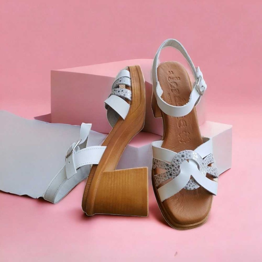 Women Calzaro Sandals | High Wide Heel Sandal 2868 White