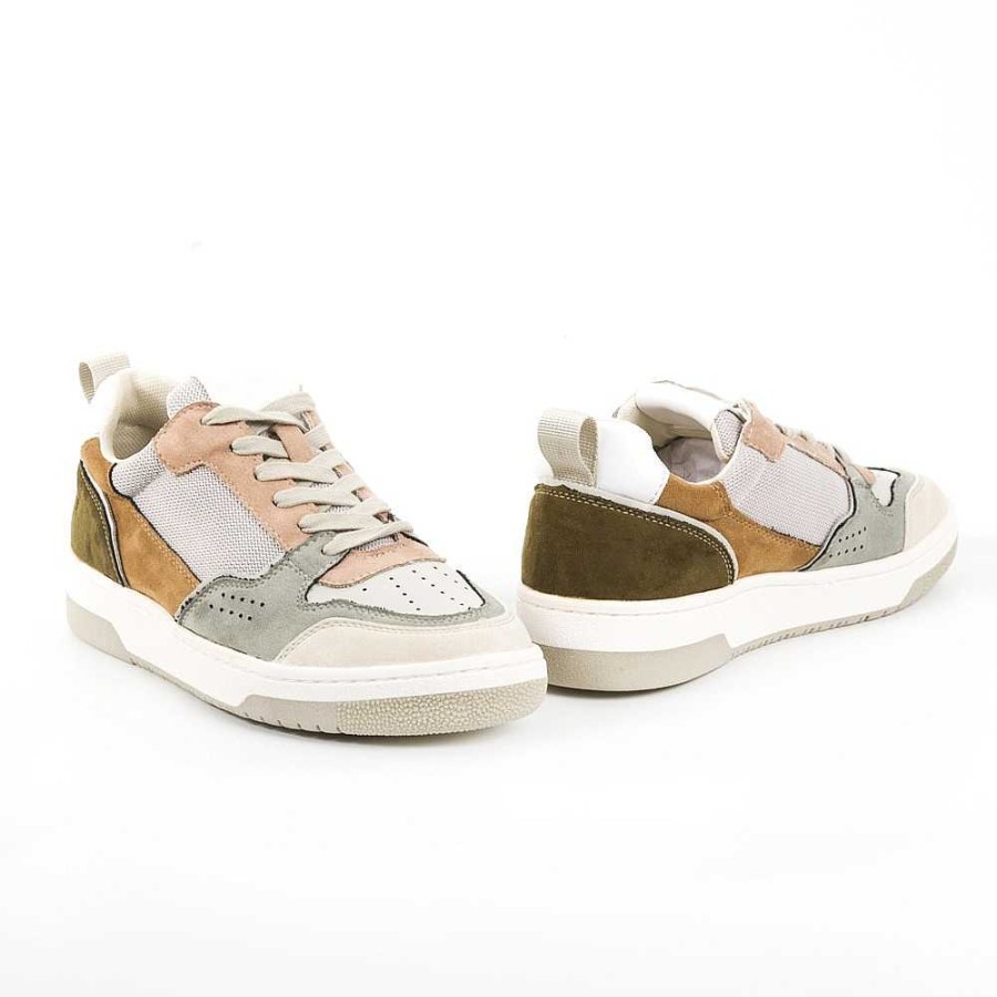 Women Calzaro Sneakers | Sports Sneaker 1520 Green Pink Camel