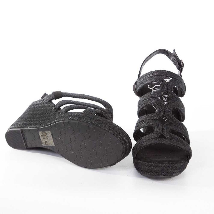 Women Calzaro Espadrilles | Jute Crib Sandal 321 Black