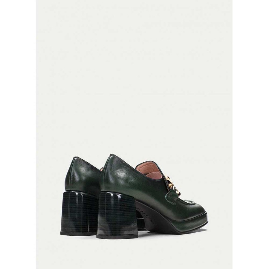 Women Calzaro Heeled shoes|Loafers|Casual | Mocasin 233022 Tokio Forest Green Napa