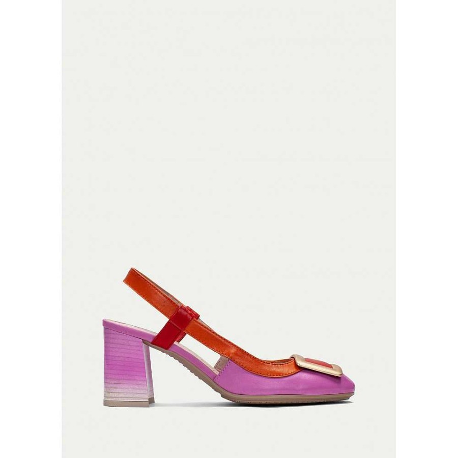 Women Calzaro Heeled shoes | Slingback 232668 Australia Orange Papaya Pink.