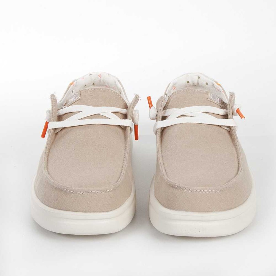 Women Calzaro Sneakers | Lace-Up Sneaker 40074 Wendy Beige Rise Chambray