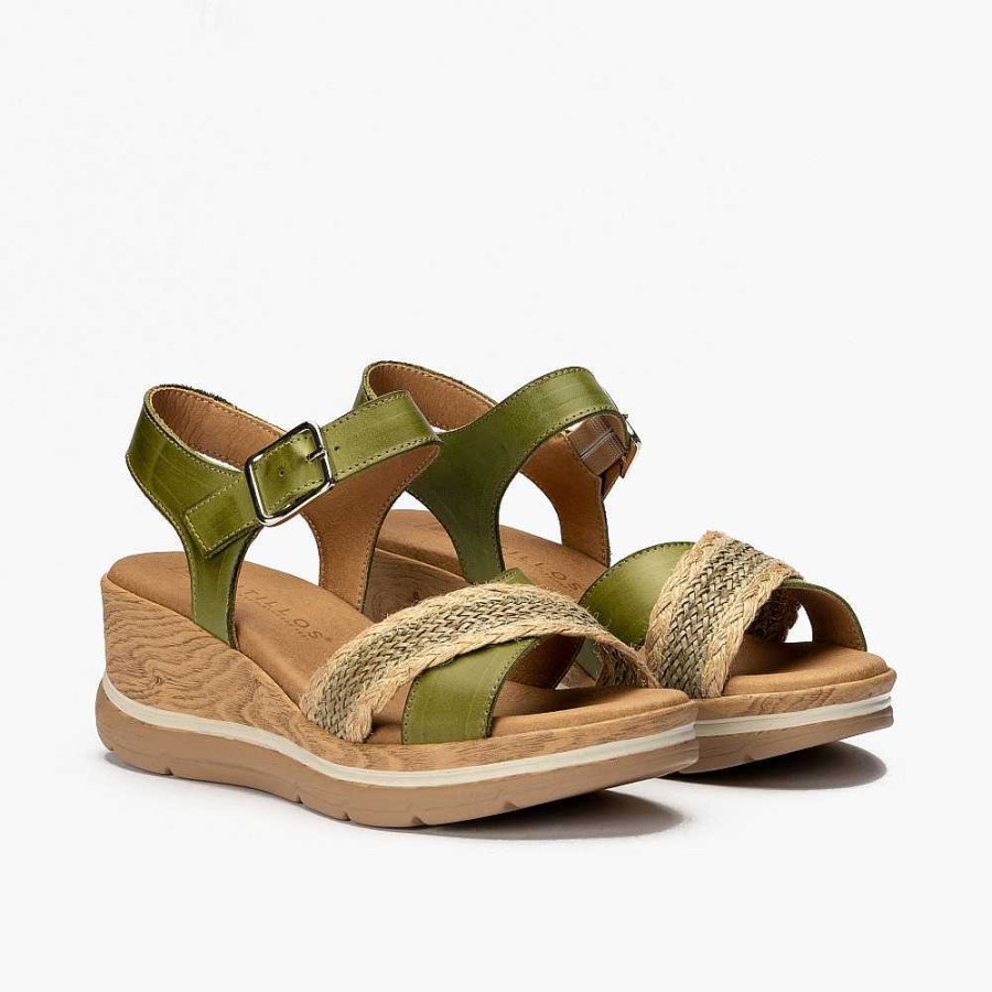 Women Calzaro Sandals | Crossed Shovel Sandal 5022 Khaki