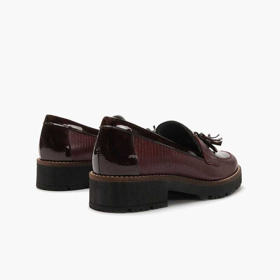 Women Calzaro Mocasines | Moccasin 1095 Bordeaux Combined With Tassels