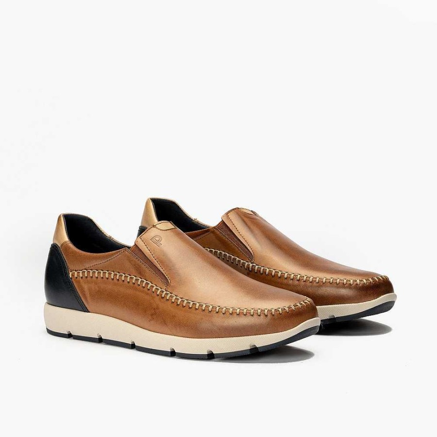 Men Calzaro Mocasines | Men's Flats 4830 Slip On Light Brown Leather