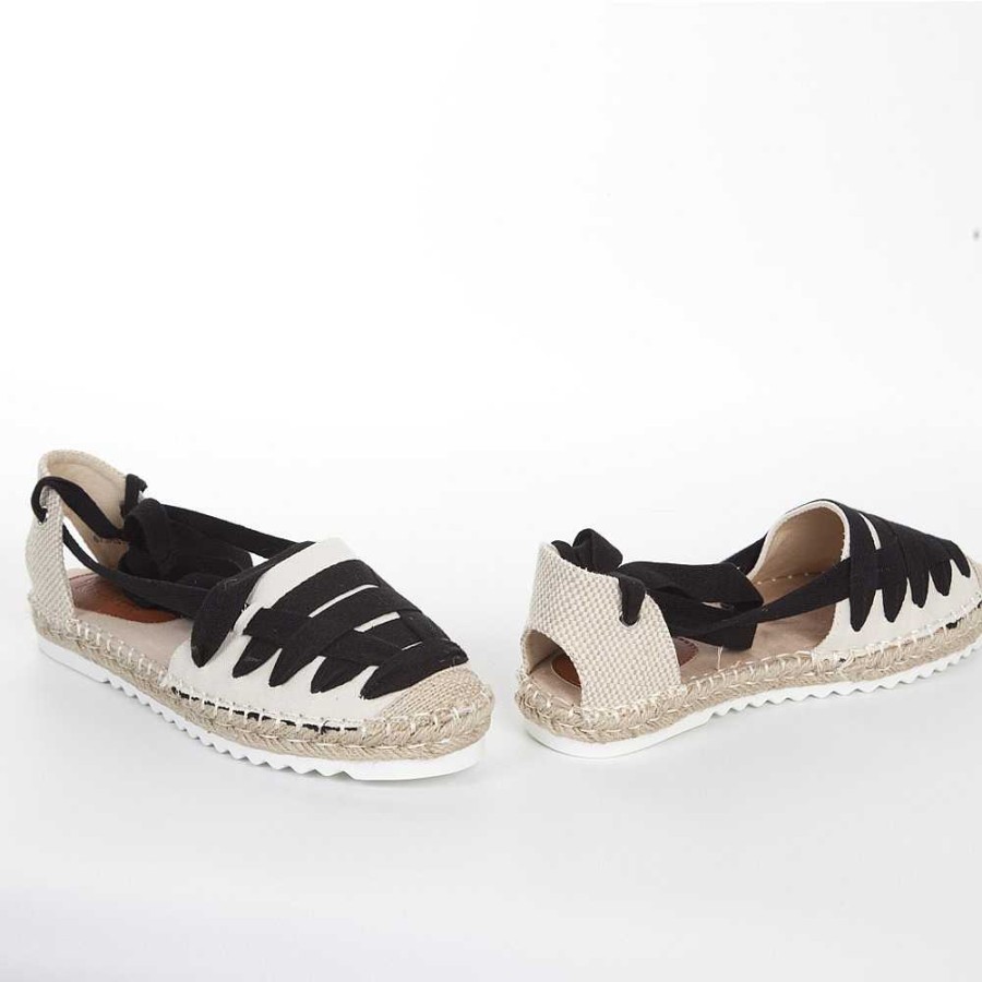 Women Calzaro Espadrilles | Flat Jute Espadrille 673 Black