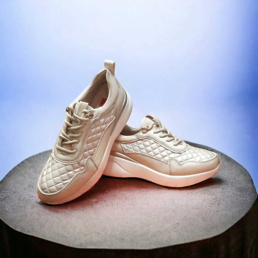 Women Calzaro Lace-up shoes|Sports shoes|Comfort|Casual | Zapato Sneaker Casual 116 Beige