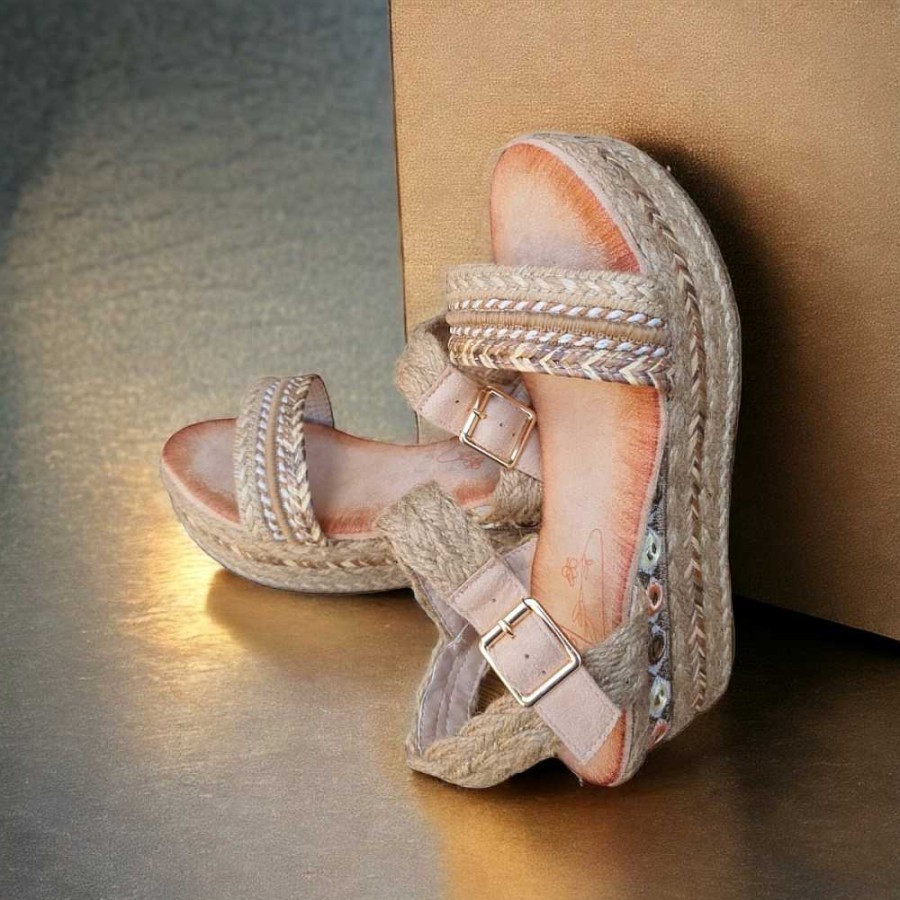 Women Calzaro Sandals|Espadrilles | Esparto Crib Sandal 725 Beige