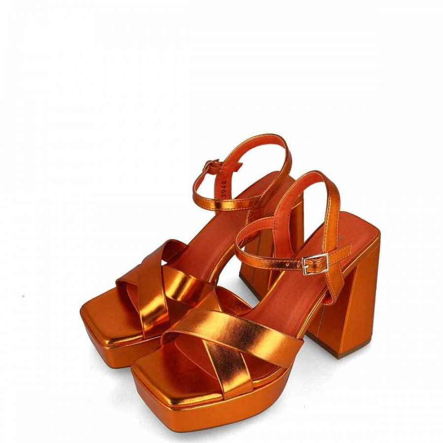 Women Calzaro Heeled shoes | Zapato Sandals Triangle 23948 Naranja