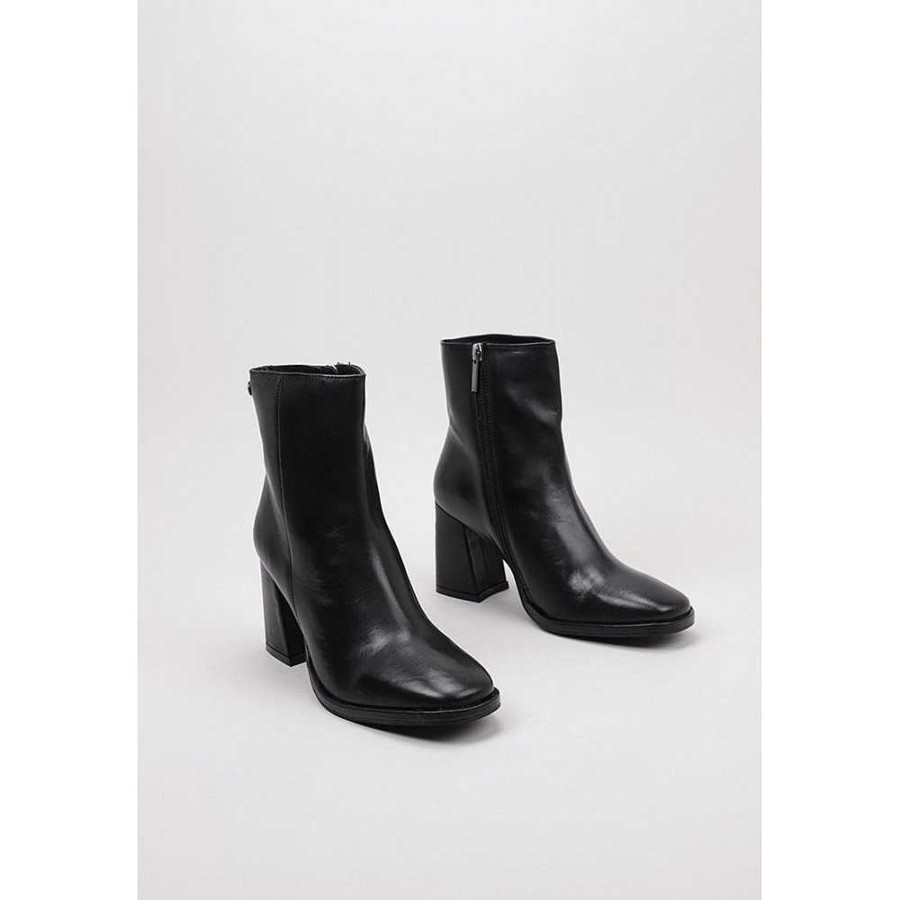 Women Calzaro Women's Boots and Ankle Boots | Ankle Boot 23918 Basic Leather Heel Black