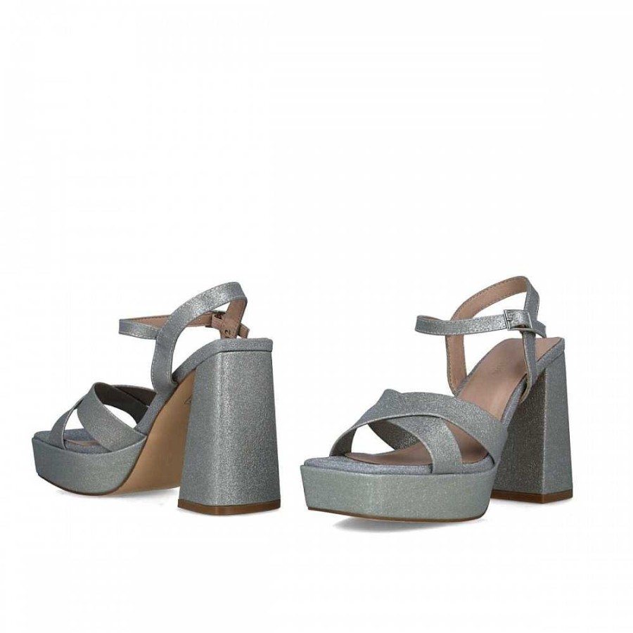 Women Calzaro Heeled shoes | Octantis Sandal Shoe 24032 Silver