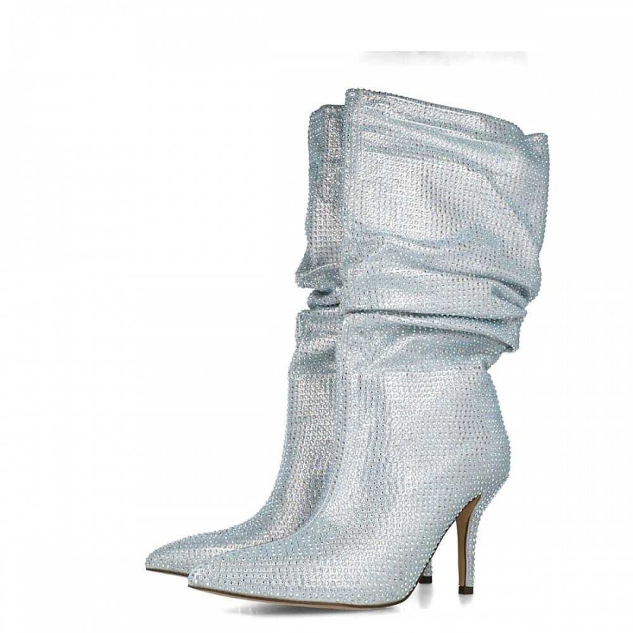 Women Calzaro Women's Boots and Ankle Boots|Low Boots and Ankle Boots | Bota Fantasia Strass 24574 Silver.