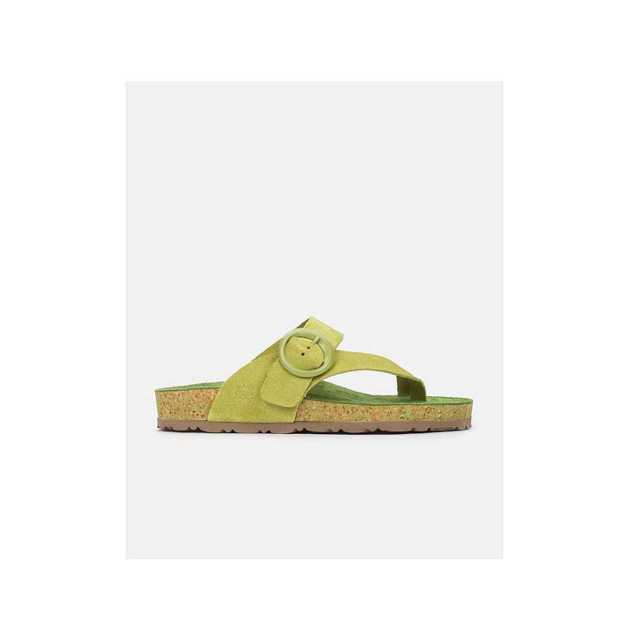 Women Calzaro Bios Sandals | Rolan 113 Flat Sandal Pistacho Green