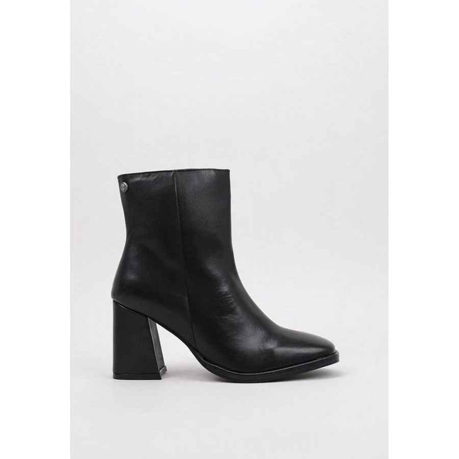 Women Calzaro Women's Boots and Ankle Boots | Ankle Boot 23918 Basic Leather Heel Black