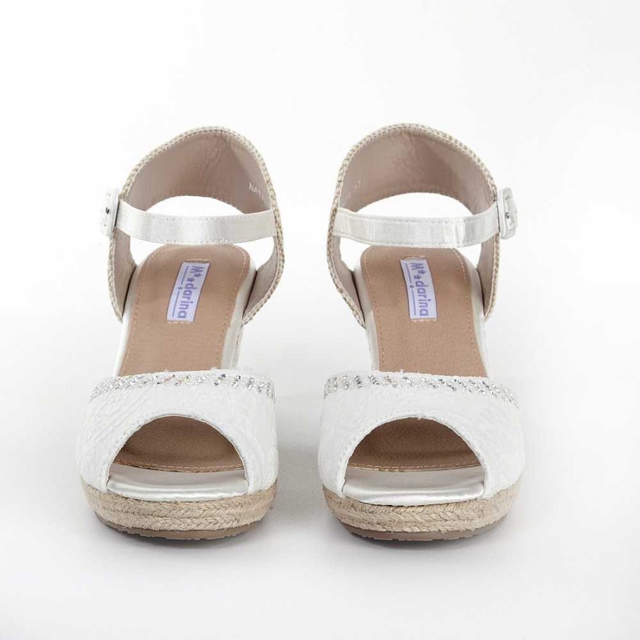 Women Calzaro Espadrilles | Esparto Crib Jute Sandal Natalia White