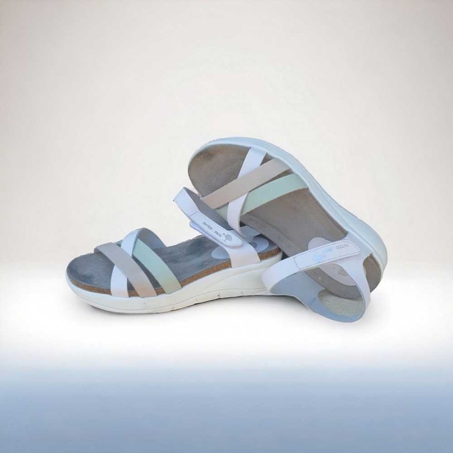 Women Calzaro Bios Sandals | Sandal 6911 In White, Gray And Apple.