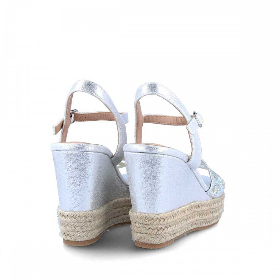 Women Calzaro Espadrilles | Sandalia Cuna Yute Anterselva 21426 Plata