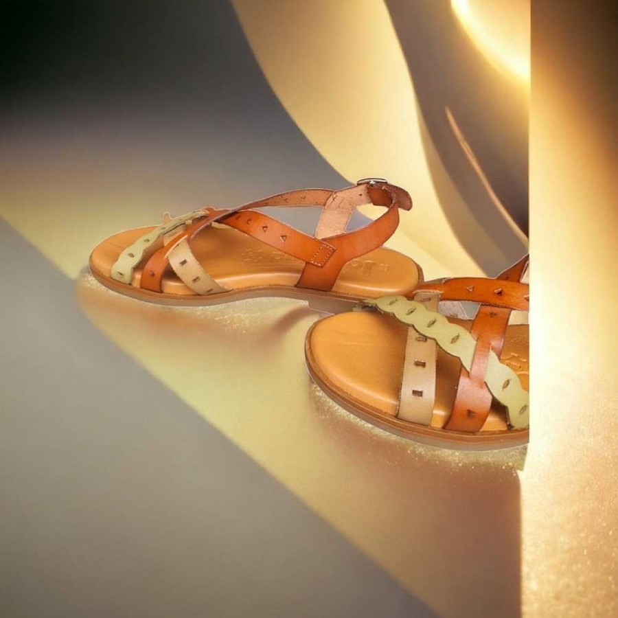 Women Calzaro Sandals | Flat Sandal 3754 Leather Strips.