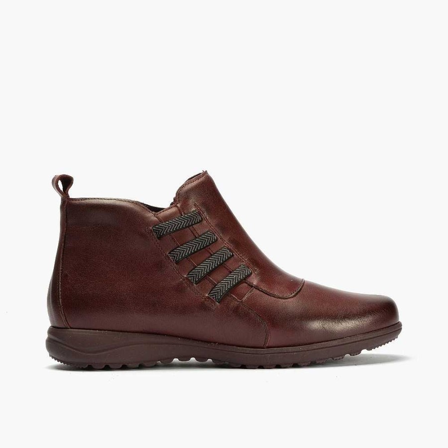 Women Calzaro Low boots and ankle boots | Plain Napa Women's Ankle Boot 2514 Burgundy And Side Elastics