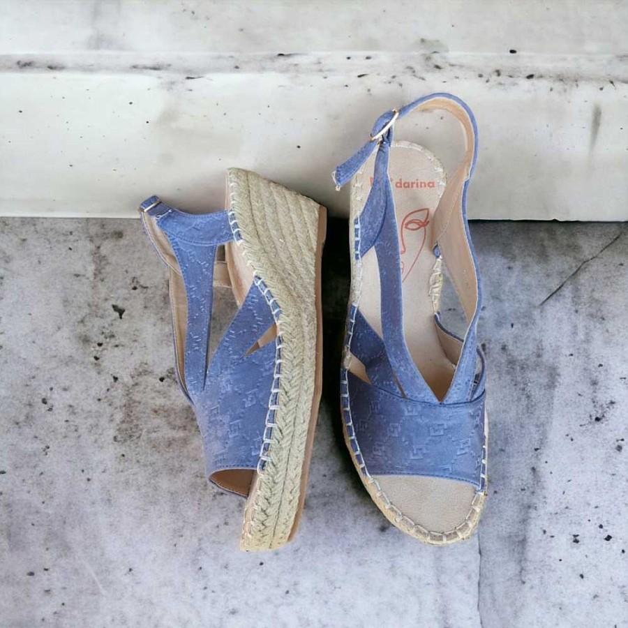 Women Calzaro Espadrilles | Half Jute Cradle Espadrille 752 Blue Jeans