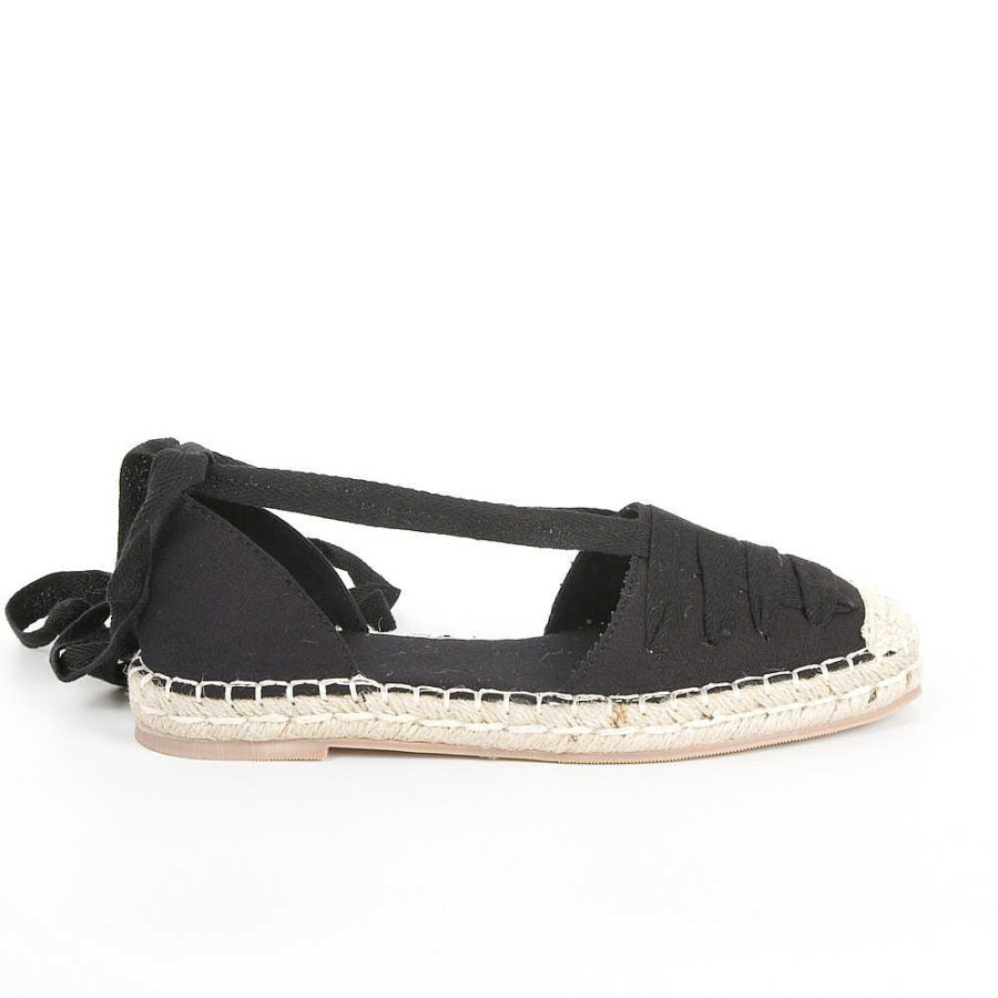 Women Calzaro Espadrilles | Flat Jute Rope Espadrille 8099 Black and Black