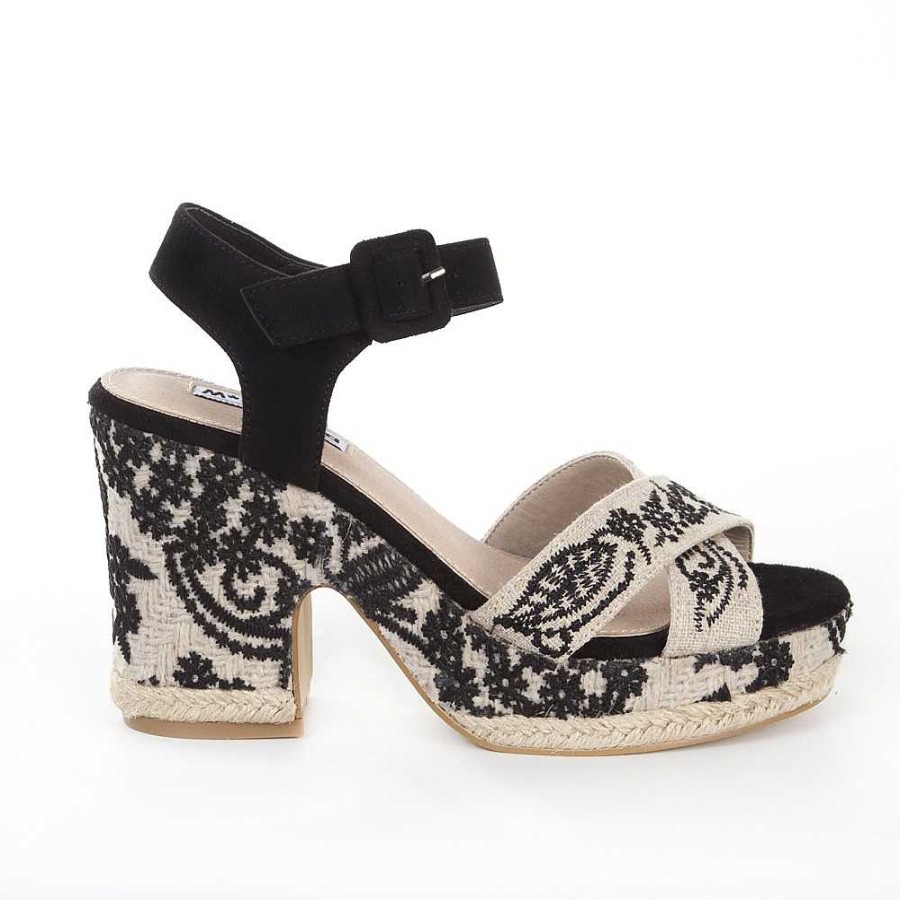 Women Calzaro Sandals|Espadrilles | Brigida Black Taupe Jute Crib Sandal