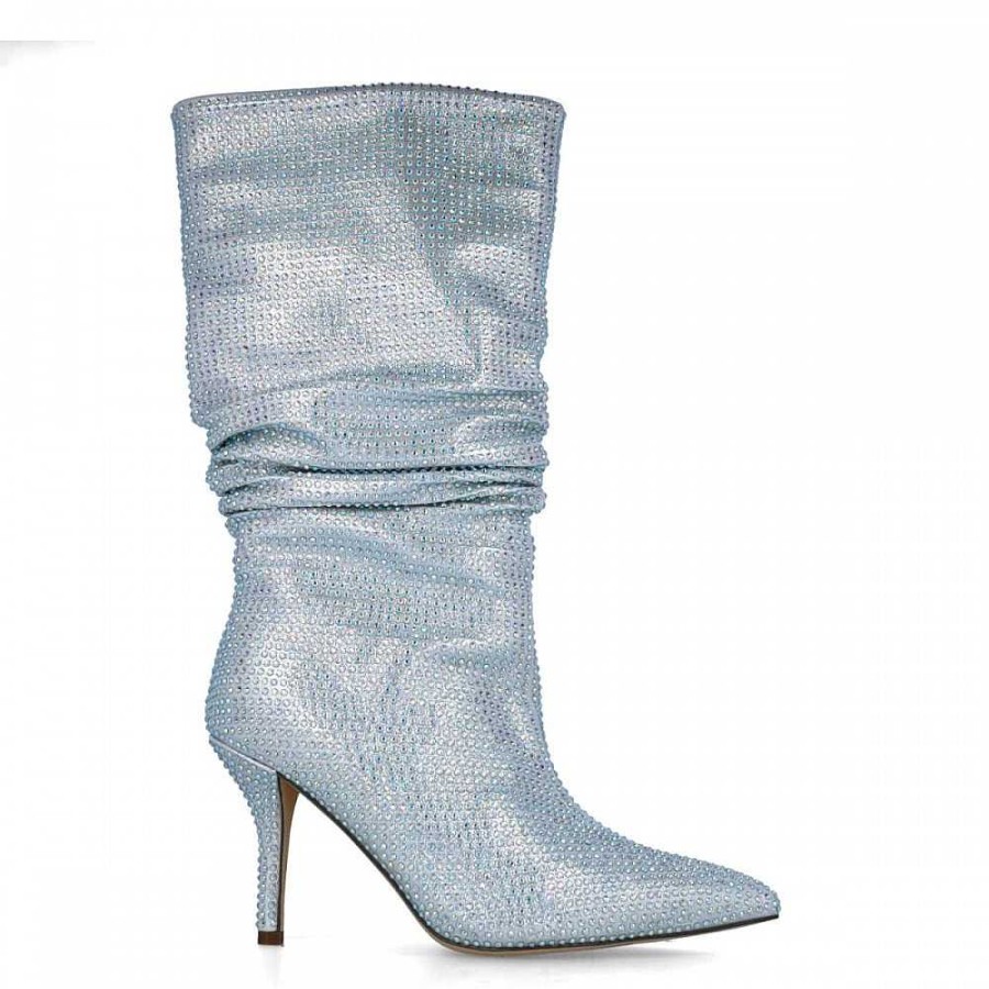 Women Calzaro Women's Boots and Ankle Boots|Low Boots and Ankle Boots | Bota Fantasia Strass 24574 Silver.