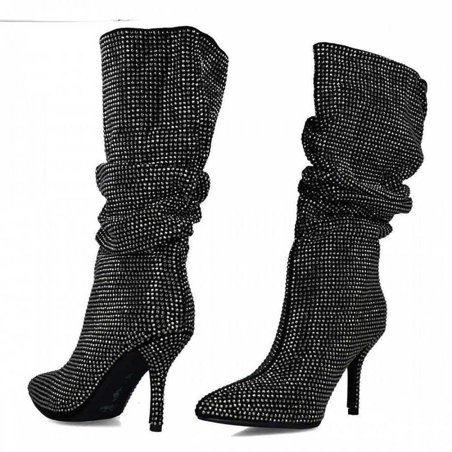 Women Calzaro Women's Boots and Ankle Boots|Low Boots and Ankle Boots | Strass Fantasy Boot 24574 Black.