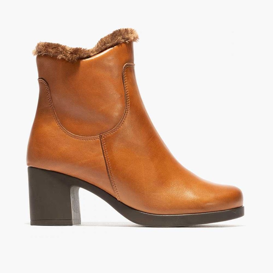 Women Calzaro Comfort|Casual|Women's Boots and Ankle Boots|Fur Boots | Women's Hair Boot 3704 Light Brown Leather