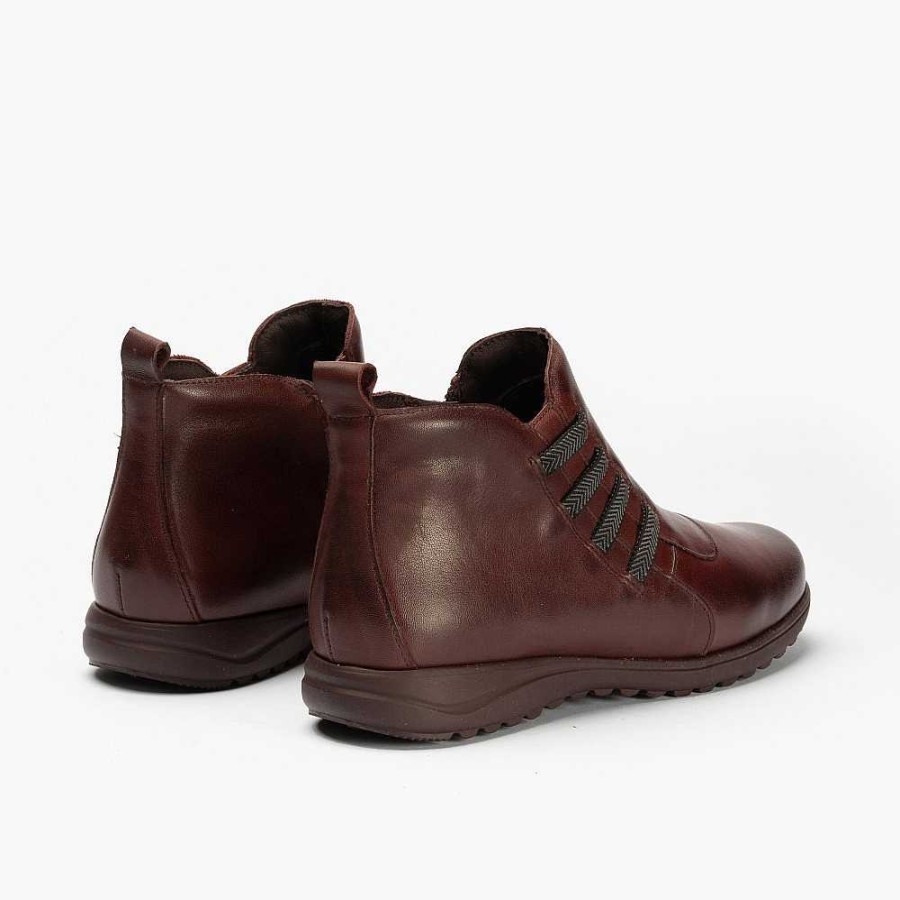 Women Calzaro Low boots and ankle boots | Plain Napa Women's Ankle Boot 2514 Burgundy And Side Elastics