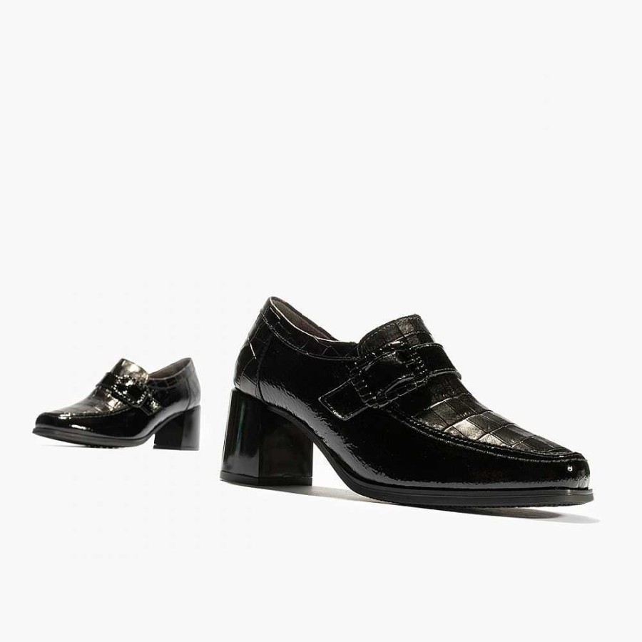 Women Calzaro Heeled shoes|Loafers|Comfort | Booted Shoe With Buckle 5403 For Women Black