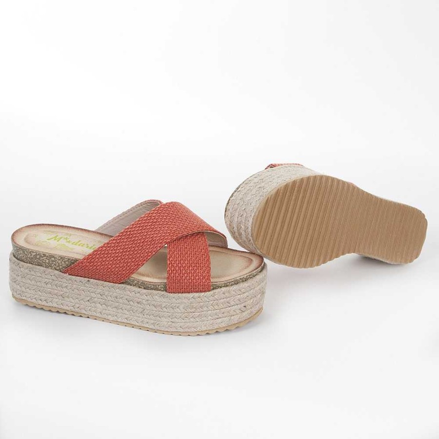 Women Calzaro Sandals|Espadrilles | Esparto Crib Sandal 652 Teja Coral