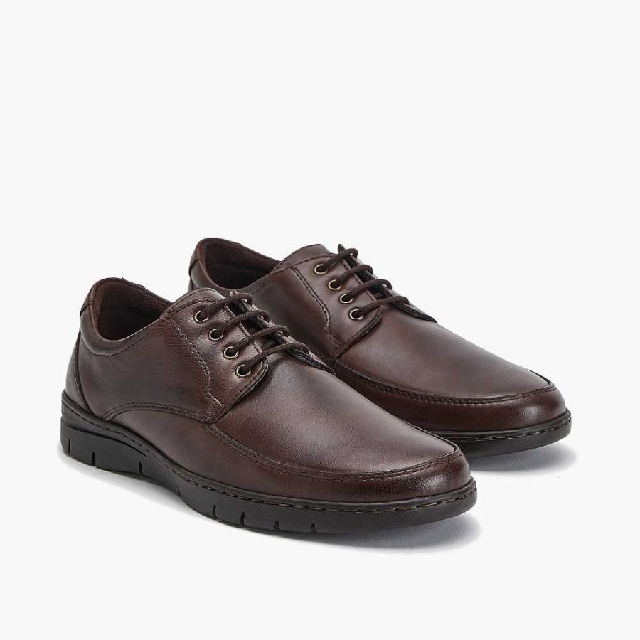 Men Calzaro Lace-up shoes | Blucher Men's Shoe 4602 in Smooth Brown Napa Leather