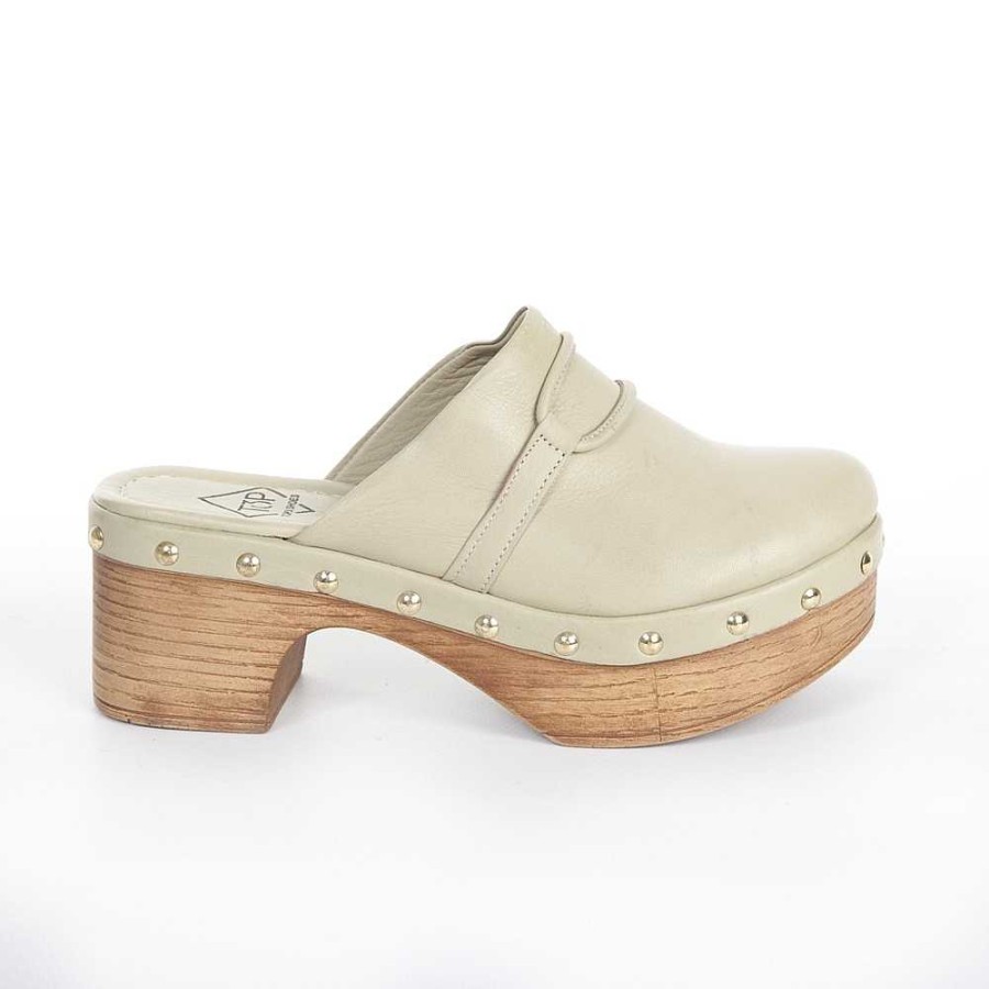 Women Calzaro Clogs | Zueco Piel Adorno 22649 Kaki