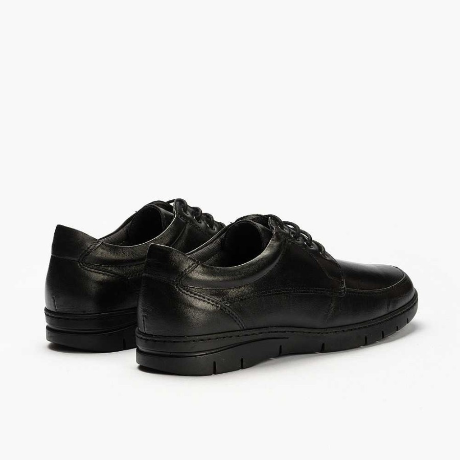 Men Calzaro Lace-up shoes | Men's Blucher Shoe 110 In Black Smooth Napa Leather