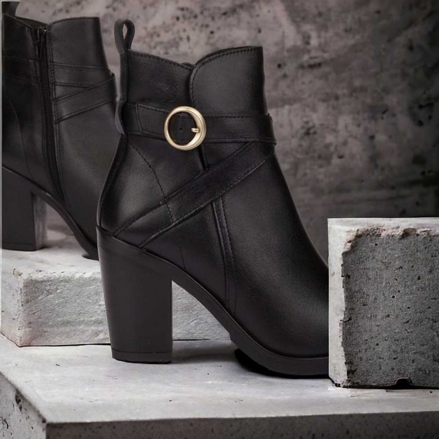 Women Calzaro Women's Boots and Ankle Boots|Low Boots and Ankle Boots | Tours 006 Black Heel Ankle Boot