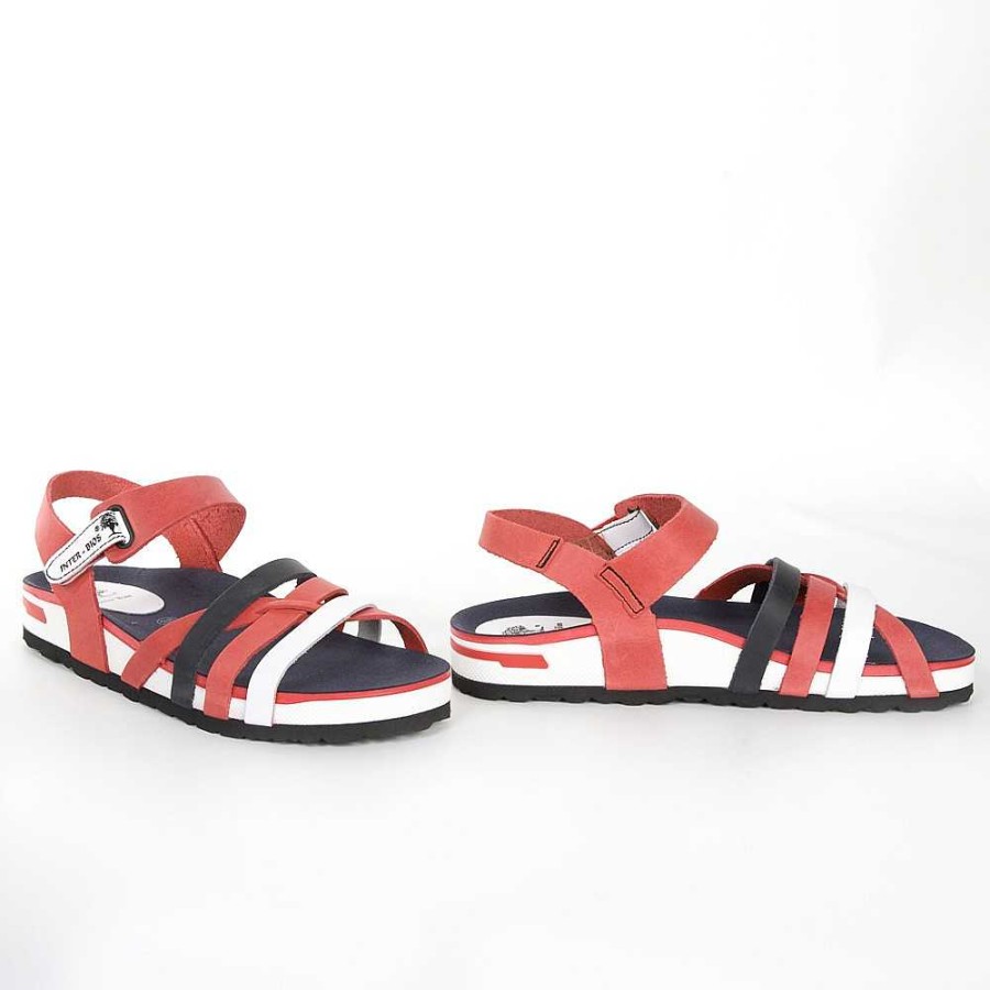 Women Calzaro Bios Sandals | Sandal 4103 In White, Red And Blue.