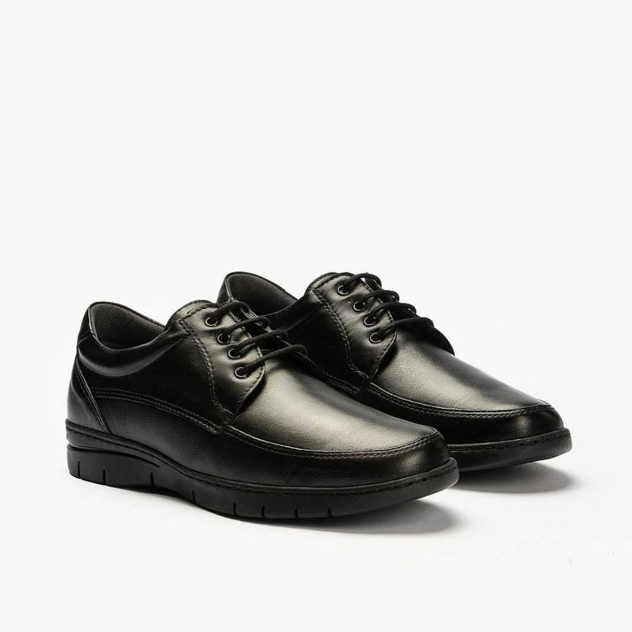 Men Calzaro Lace-up shoes | Men's Blucher Shoe 110 In Black Smooth Napa Leather