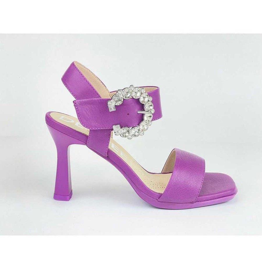 Women Calzaro Heeled shoes | Alexa 6 Diana Buganvilla Purple Metal Ornament Sandal