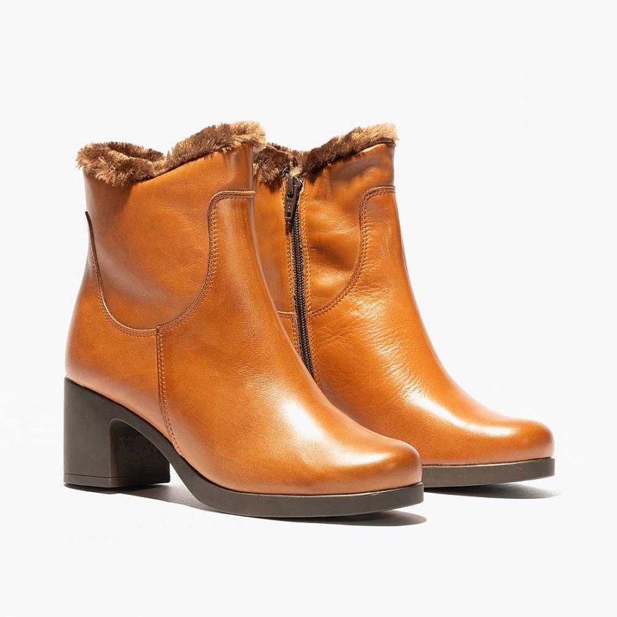 Women Calzaro Comfort|Casual|Women's Boots and Ankle Boots|Fur Boots | Women's Hair Boot 3704 Light Brown Leather