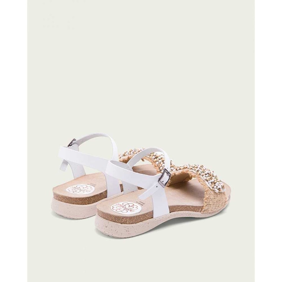 Women Calzaro Bios Sandals | White Jute Bio Leather Sandal Dina 2882