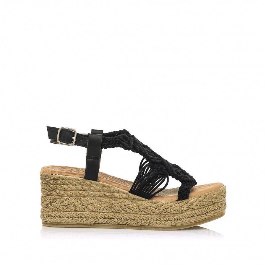 Women Calzaro Sandals|Espadrilles | Frida Esparto Type Half Crib Sandal 50595 Black