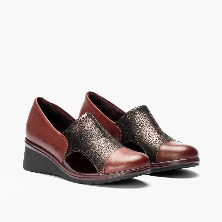 Women Calzaro Heeled shoes|Comfort | Crib 1622 Micro Lucido/Arca/Bordeaux Patent Leather